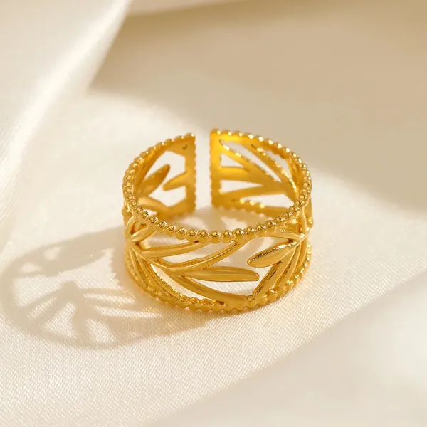 Vintage_Gold_Leaf_Ring_|_Adjustable_Stainless_Steel_|_Nature_Inspired_Jewelry_for_Women_&_Girls