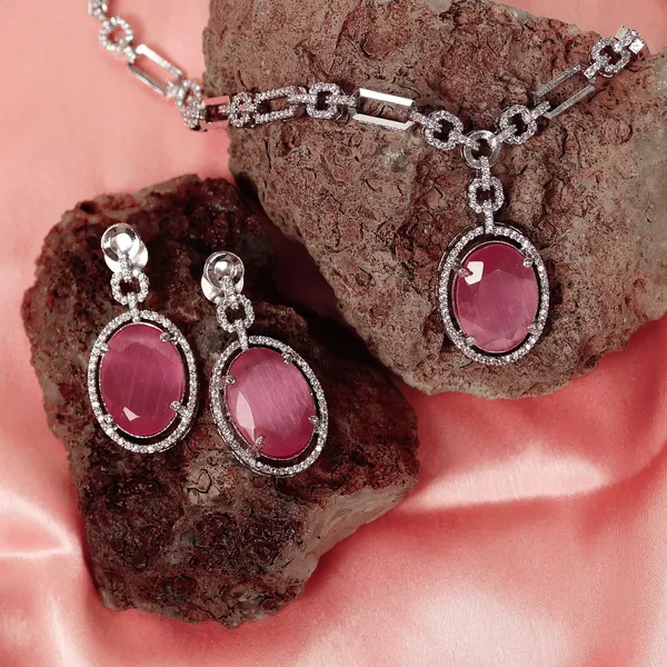 Oval_Shape_Pink_colour_American_Diamond_Necklace_Set_for_girls_&_Women