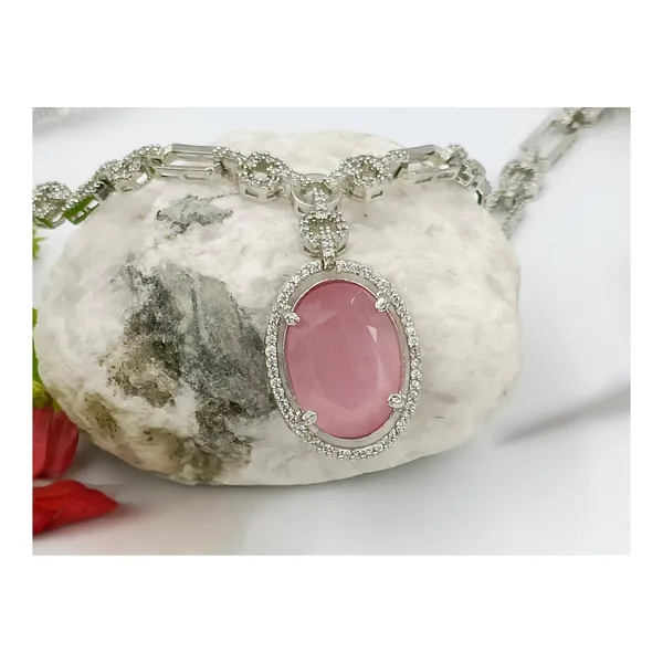 Oval_Shape_Pink_colour_American_Diamond_Necklace_Set_for_girls_&_Women