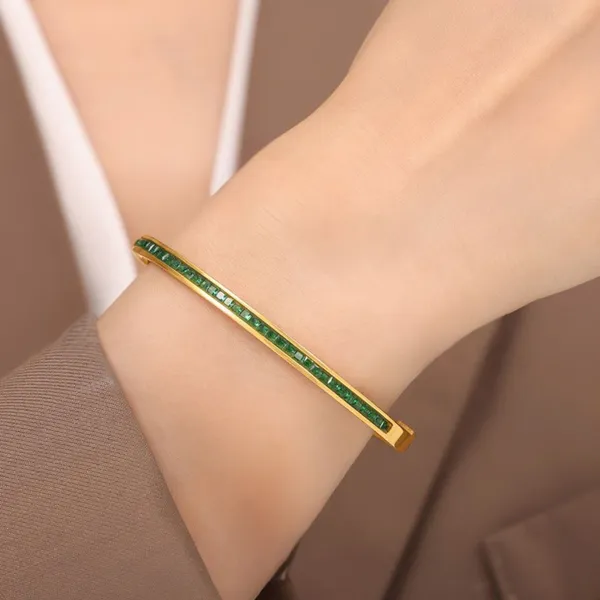 Green_Free_Size_Stainless_Steel_Designer_Bracelets_With_Green_Zircon_For_Girls_&_Women
