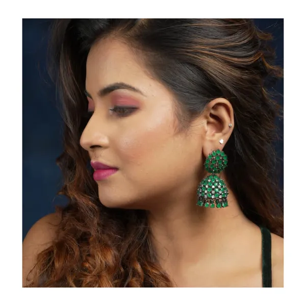 Premium_Quality_Green_Colour_Crystal_Stone_Designer_Jhumka_for_Girls_&_Women,_Wedding_jewellery,_Traditional_Jewellery