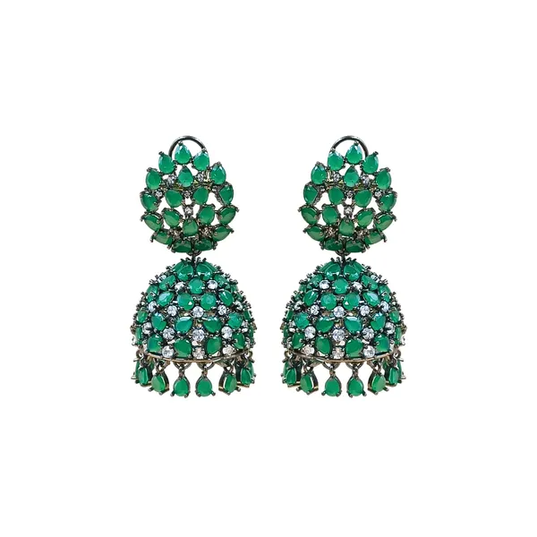 Premium_Quality_Green_Colour_Crystal_Stone_Designer_Jhumka_for_Girls_&_Women,_Wedding_jewellery,_Traditional_Jewellery