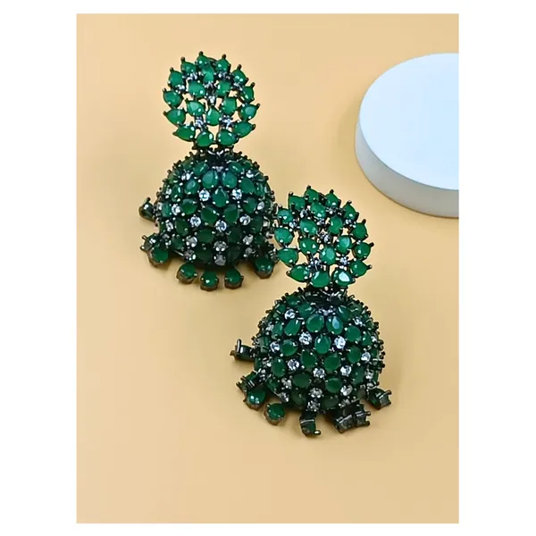 Premium_Quality_Green_Colour_Crystal_Stone_Designer_Jhumka_for_Girls_&_Women,_Wedding_jewellery,_Traditional_Jewellery
