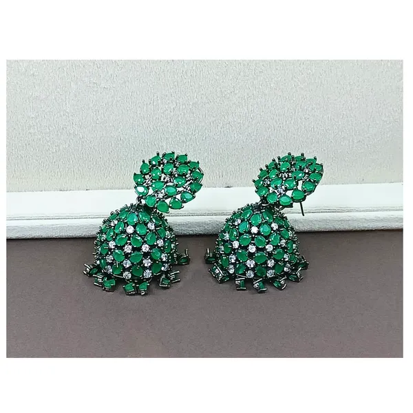 Premium_Quality_Green_Colour_Crystal_Stone_Designer_Jhumka_for_Girls_&_Women,_Wedding_jewellery,_Traditional_Jewellery