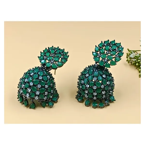 Premium_Quality_Green_Colour_Crystal_Stone_Designer_Jhumka_for_Girls_&_Women,_Wedding_jewellery,_Traditional_Jewellery