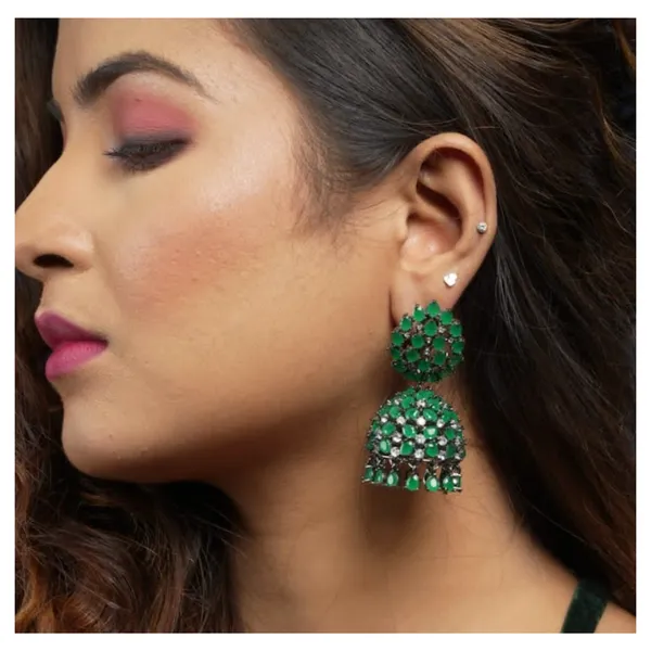Premium_Quality_Green_Colour_Crystal_Stone_Designer_Jhumka_for_Girls_&_Women,_Wedding_jewellery,_Traditional_Jewellery