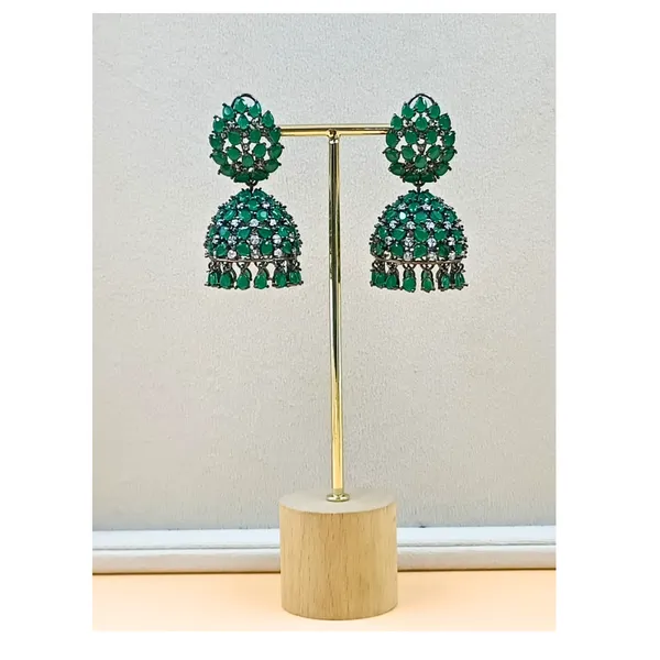 Premium_Quality_Green_Colour_Crystal_Stone_Designer_Jhumka_for_Girls_&_Women,_Wedding_jewellery,_Traditional_Jewellery