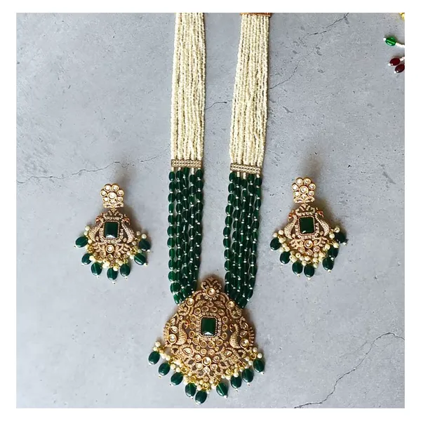 Exqusite_Luxury_Green_color_Long_Kundan_Necklace_in_Victorian_Polish_for_Women_&_Girls,_Bridal_Necklace,_Traditional_Jewellery