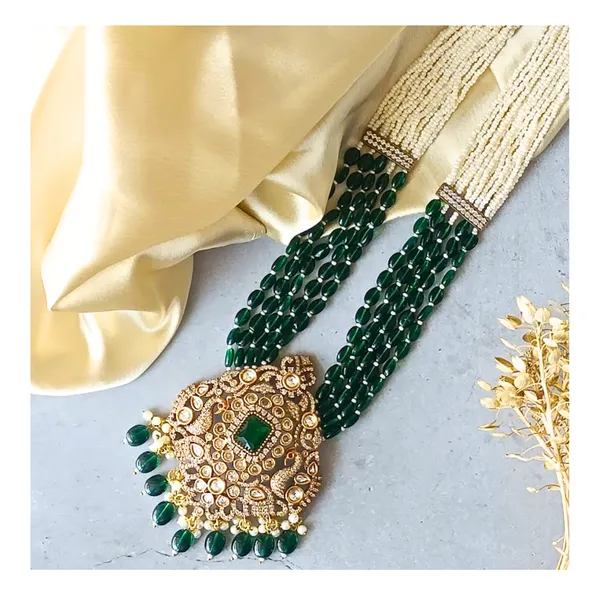 Exqusite_Luxury_Green_color_Long_Kundan_Necklace_in_Victorian_Polish_for_Women_&_Girls,_Bridal_Necklace,_Traditional_Jewellery