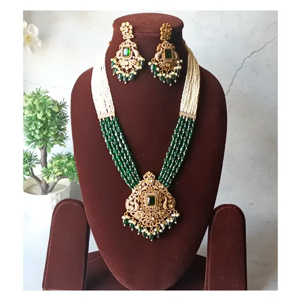 Exqusite_Luxury_Green_color_Long_Kundan_Necklace_in_Victorian_Polish_for_Women_&_Girls,_Bridal_Necklace,_Traditional_Jewellery