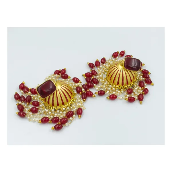 Maroon_Gold_&_Maroon_Toned_Beautiful_Chandlier_Style_Designer_Jhumka_For_Women_&_Girls