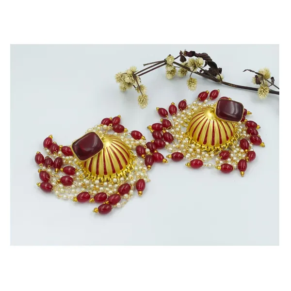 Maroon_Gold_&_Maroon_Toned_Beautiful_Chandlier_Style_Designer_Jhumka_For_Women_&_Girls