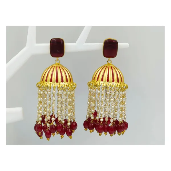 Maroon_Gold_&_Maroon_Toned_Beautiful_Chandlier_Style_Designer_Jhumka_For_Women_&_Girls