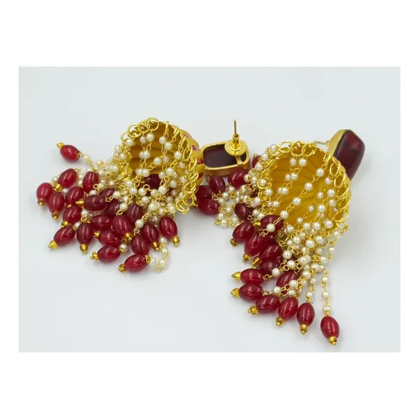 Maroon_Gold_&_Maroon_Toned_Beautiful_Chandlier_Style_Designer_Jhumka_For_Women_&_Girls