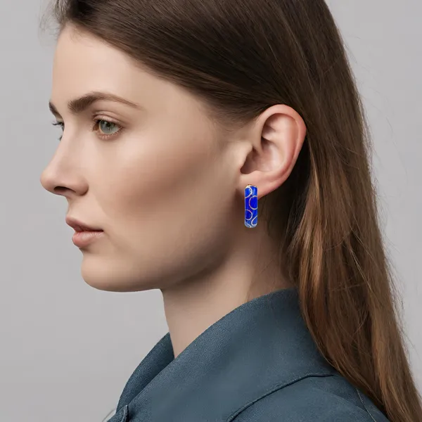 Fashionable_Stylish_Luxury_Royal_Blue_oil_painted_Italian_style__copper_inlays_Hoop_Earrings_for_Women_&_Girls