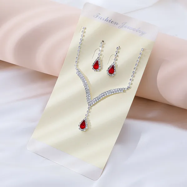 Red_&_Silver_Exquisite_Claw_Chain_Rhinestone_Jewelry_Set_With_Earring,_Fashion_Jewellery_Set_For_Women_&_Girls
