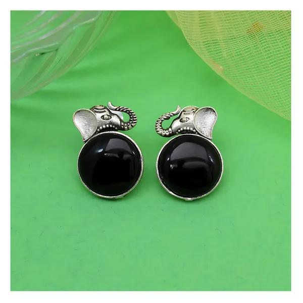 Black_Colour_Elephant_Design_Circular_Shape_Oxidised_Stud_for_Women_&_Girls,_Stylish_Fashionable_earrings