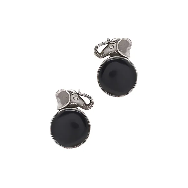 Black_Colour_Elephant_Design_Circular_Shape_Oxidised_Stud_for_Women_&_Girls,_Stylish_Fashionable_earrings