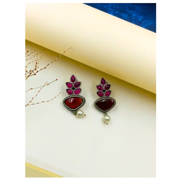 Red_colour_Feather_style_Oxidized_stud_for_Women_&_Girl,_Stylish_Fashionable_Trendy_Earring