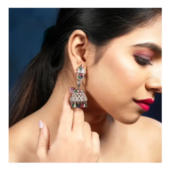 Sparkling_Multi_Color_American_Diamond_Jhumka_for_Women_&_Girls,_Stylish_Party_Wear,_Wedding_Jewellery,_Western_Jewellery