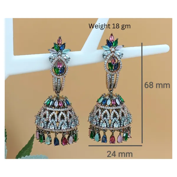 Sparkling_Multi_Color_American_Diamond_Jhumka_for_Women_&_Girls,_Stylish_Party_Wear,_Wedding_Jewellery,_Western_Jewellery