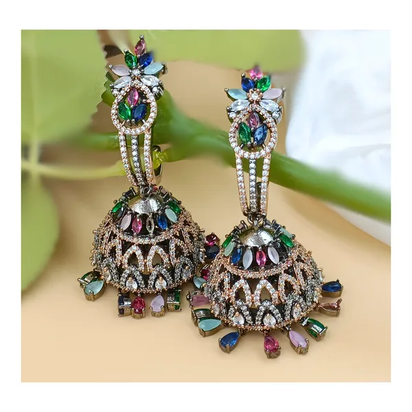 Sparkling_Multi_Color_American_Diamond_Jhumka_for_Women_&_Girls,_Stylish_Party_Wear,_Wedding_Jewellery,_Western_Jewellery