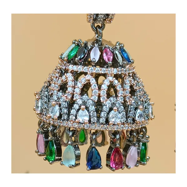 Sparkling_Multi_Color_American_Diamond_Jhumka_for_Women_&_Girls,_Stylish_Party_Wear,_Wedding_Jewellery,_Western_Jewellery