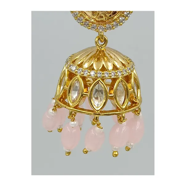 Hand_made_Traditional_style_Kundan_Jhumka_with_Pink_colour_glass_bead_for_Women