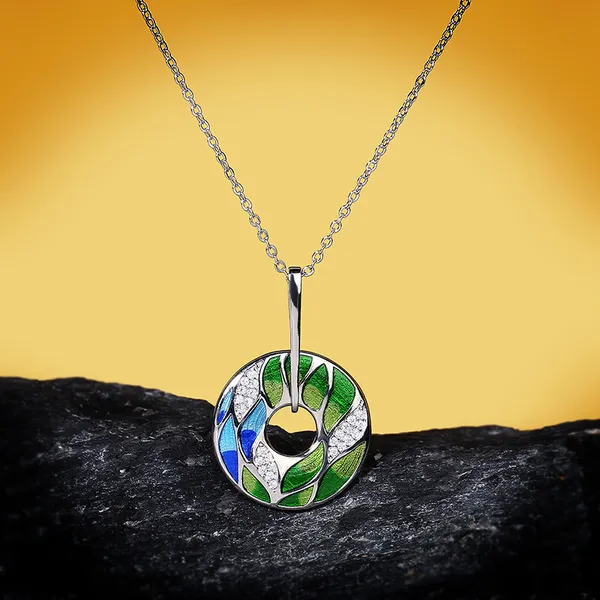 Handmade_Stainless_Steel_Enameled_Floral_Design_Donut_shape_Pendant_Chain_For_Girls_&_Women,_Stylish_Fashinable_Western_Jewellery
