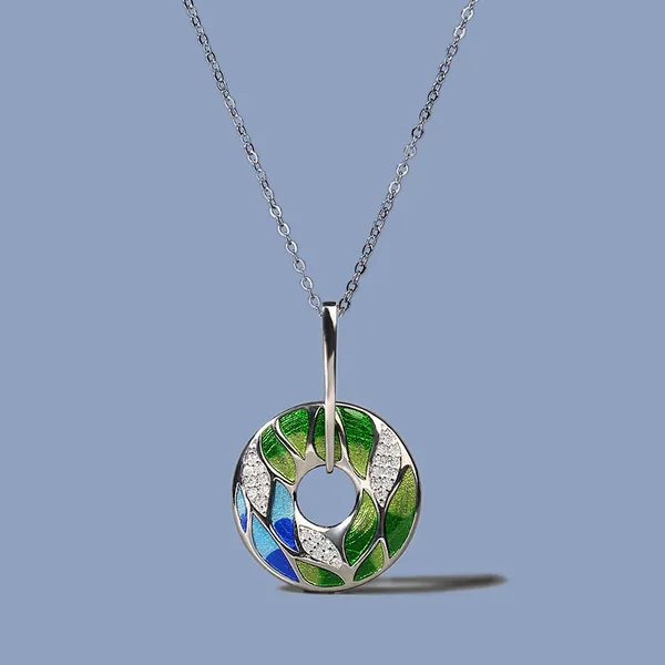 Handmade_Stainless_Steel_Enameled_Floral_Design_Donut_shape_Pendant_Chain_For_Girls_&_Women,_Stylish_Fashinable_Western_Jewellery
