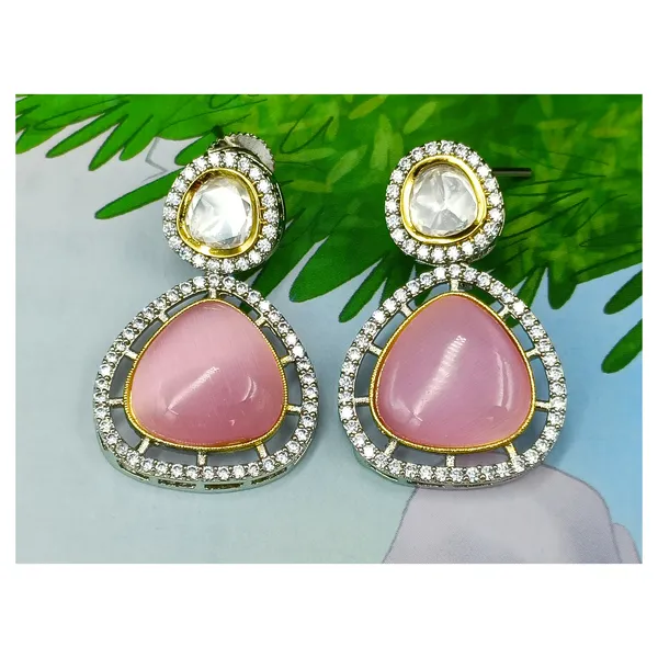 Pink_Colour_Traditional_Kundan_Dangler_Earring_For_Women_&_Girls_|_Stylish_&_Fashionable_Earing