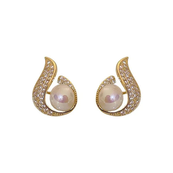 White_Pearl_Mounted_Fish_Tail_Water_Drop_Earring_For_Women_&_Girls