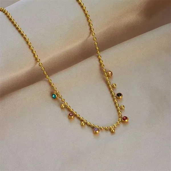 Dainty_Multi-Color_Zircon_&_Gold_Beaded_Stainless_Steel_Necklace_|_Blackbox_Jewelleries