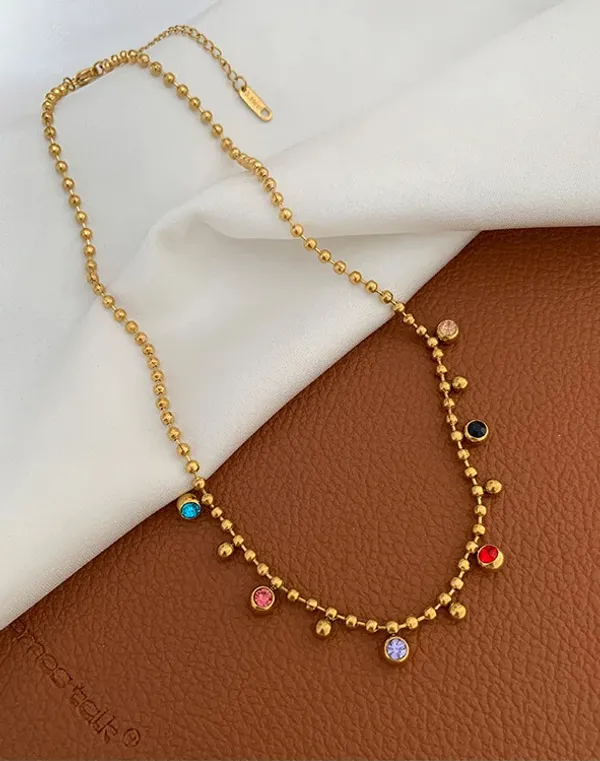 Dainty_Multi-Color_Zircon_&_Gold_Beaded_Stainless_Steel_Necklace_|_Blackbox_Jewelleries