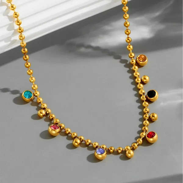 Dainty_Multi-Color_Zircon_&_Gold_Beaded_Stainless_Steel_Necklace_|_Blackbox_Jewelleries