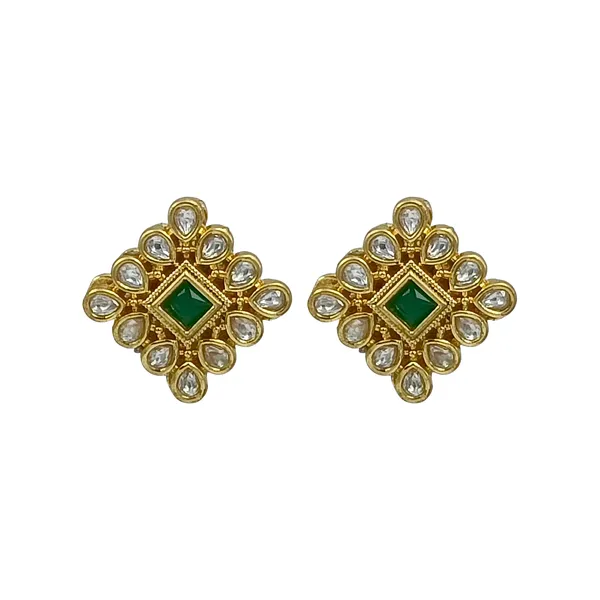 Dazzling_Green_colour_Petal_Shape_Kundan_Earring_for_Women_&_Girls,_Stylish,_Traditional_&_wedding_earrings