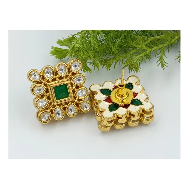 Dazzling_Green_colour_Petal_Shape_Kundan_Earring_for_Women_&_Girls,_Stylish,_Traditional_&_wedding_earrings