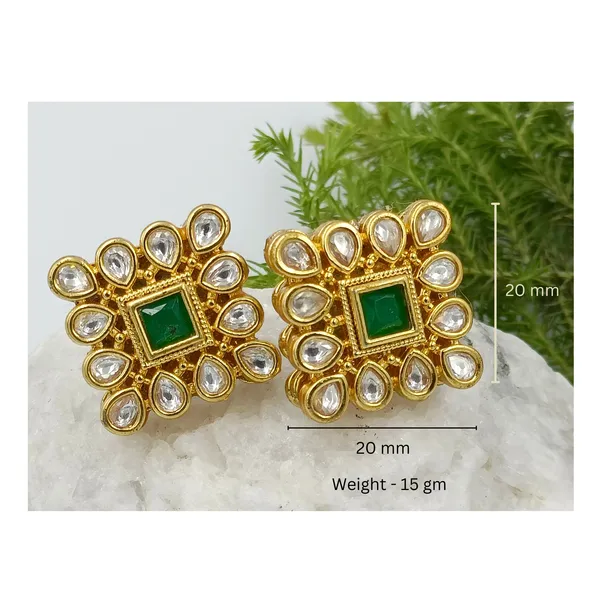 Dazzling_Green_colour_Petal_Shape_Kundan_Earring_for_Women_&_Girls,_Stylish,_Traditional_&_wedding_earrings