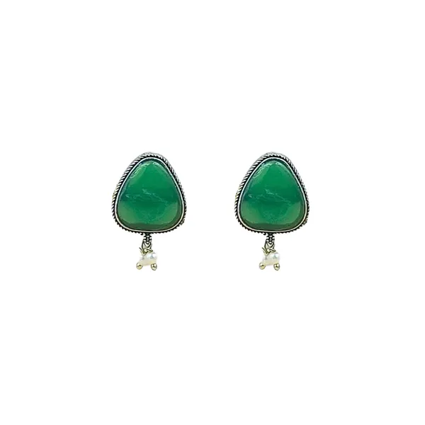 Pearl_drop_Green_Colour_Monalisa_stone_Triangular_shape_Oxidize_earrings_for_women_&_girls,_Stylish_earring