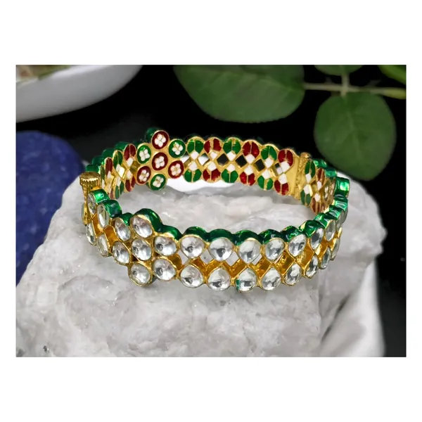 White_Traditional_Style__Handmade_Rajawadi_Style_Jadau_Polki_Bangles_For_Women_&_Girls