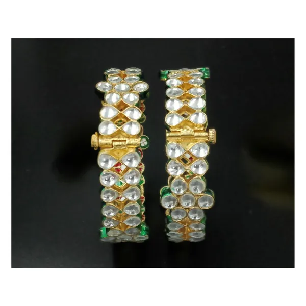 White_Traditional_Style__Handmade_Rajawadi_Style_Jadau_Polki_Bangles_For_Women_&_Girls