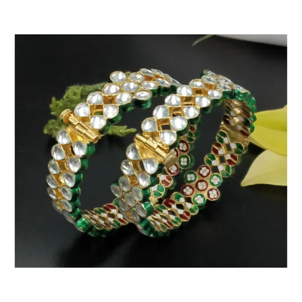 White_Traditional_Style__Handmade_Rajawadi_Style_Jadau_Polki_Bangles_For_Women_&_Girls