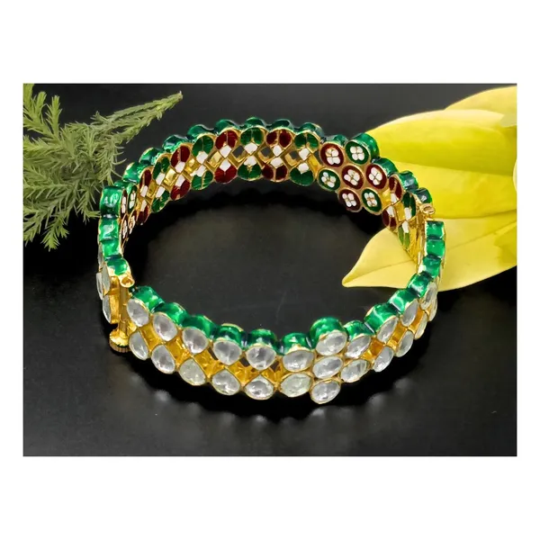 White_Traditional_Style__Handmade_Rajawadi_Style_Jadau_Polki_Bangles_For_Women_&_Girls
