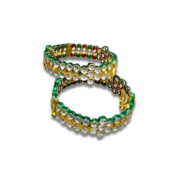 White_Traditional_Style__Handmade_Rajawadi_Style_Jadau_Polki_Bangles_For_Women_&_Girls