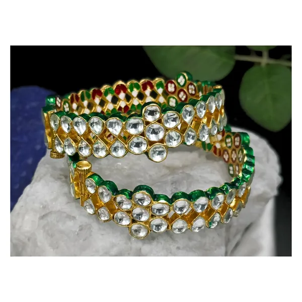 White_Traditional_Style__Handmade_Rajawadi_Style_Jadau_Polki_Bangles_For_Women_&_Girls