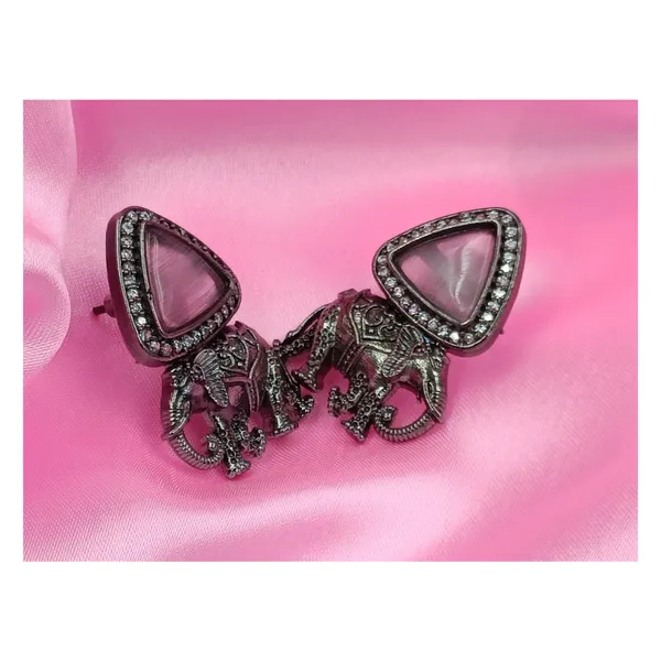 Elephant_Shape_Triangular_Shape_Peach_colour_stone_Stud_for_Women_&_Girls,_Stylish_jewellery,_Traditional_Jewellery