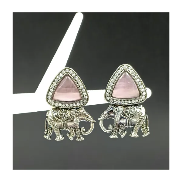 Elephant_Shape_Triangular_Shape_Peach_colour_stone_Stud_for_Women_&_Girls,_Stylish_jewellery,_Traditional_Jewellery