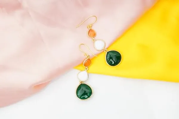 Tri_Color_Tricolor_Natural_Stone_Earring_With_High_Quality_Gold_Plating_For_Women,_Girl