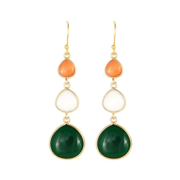 Tri_Color_Tricolor_Natural_Stone_Earring_With_High_Quality_Gold_Plating_For_Women,_Girl