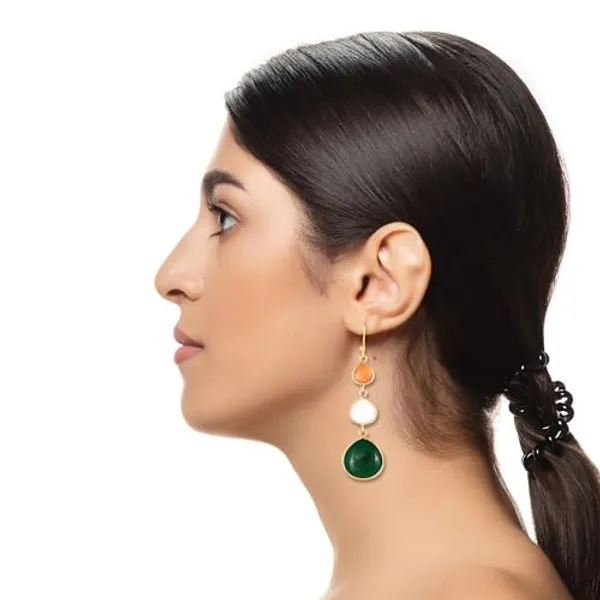 Tri_Color_Tricolor_Natural_Stone_Earring_With_High_Quality_Gold_Plating_For_Women,_Girl